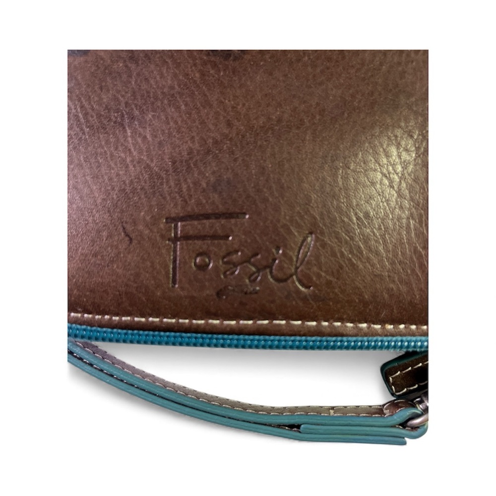 Fossil Leather Patchwork Multicolor Women's Large… - image 3